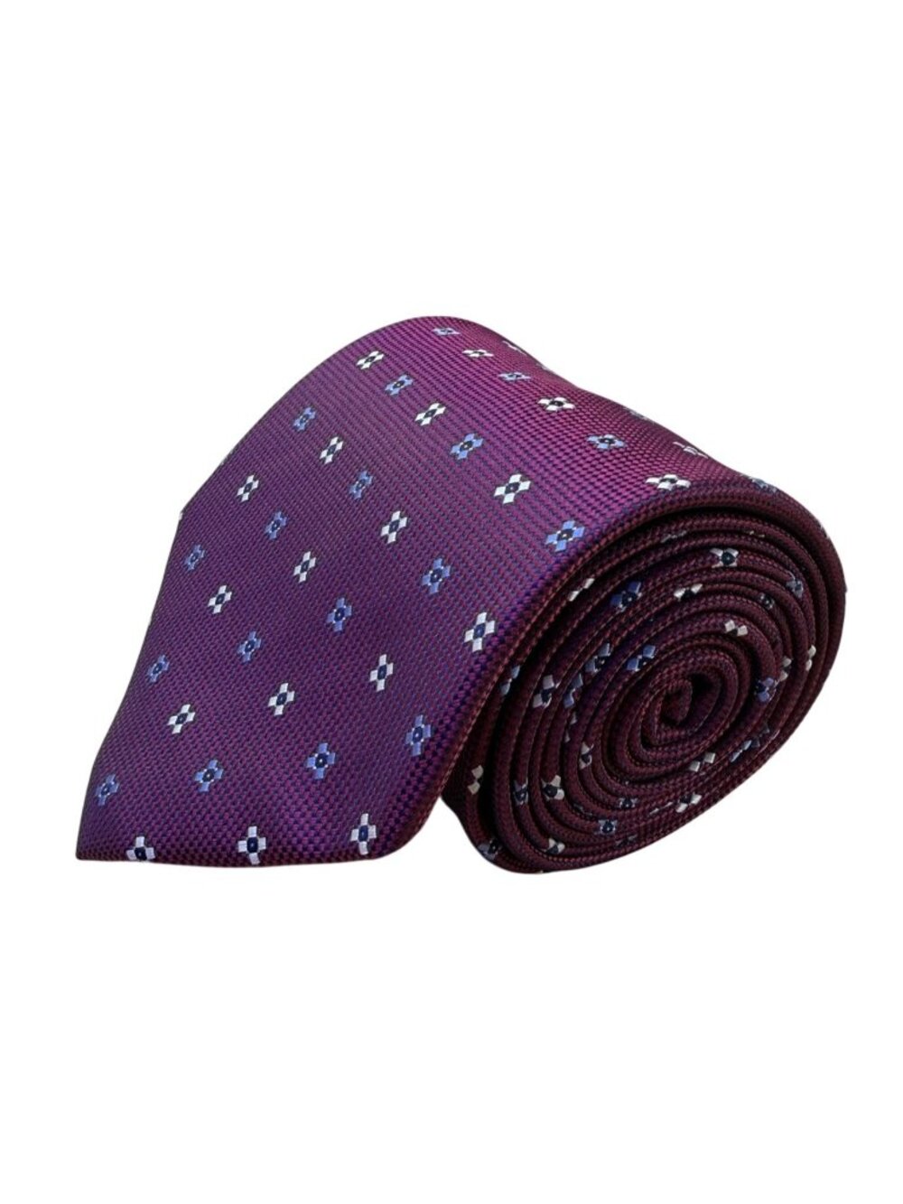 Cruise Club Mens Burgundy Microfiber Tie Purple Patterned Handmade Necktie
